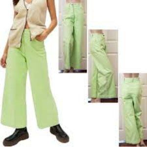URBAN OUTFITTERS Women's Lena Wide Leg Pants in Faded Lime 27